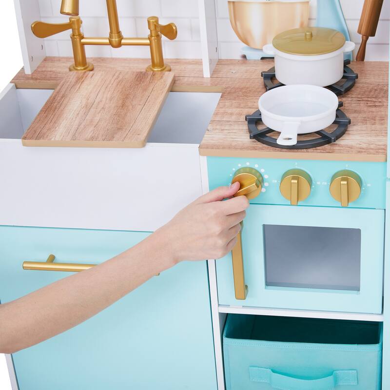 Teamson Kids Little Chef Biscay Delight Kids Wooden Play Kitchen
