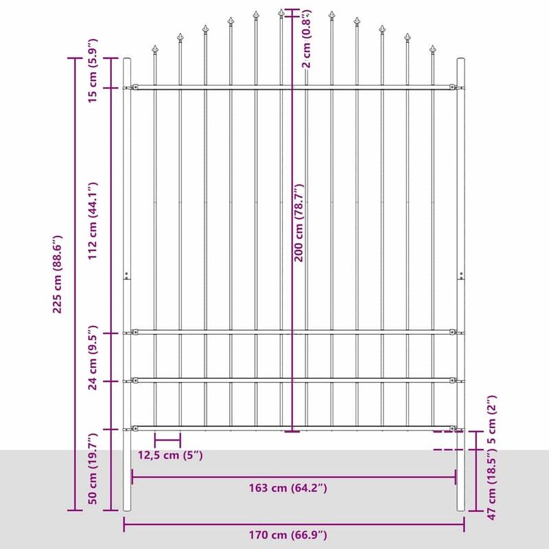 vidaXL Garden Fence Grey Powder-Coated Steel