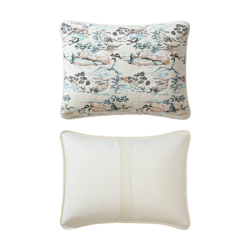 Eddie Bauer Alani Island Conversation Cotton Reversible Beige Quilt Set