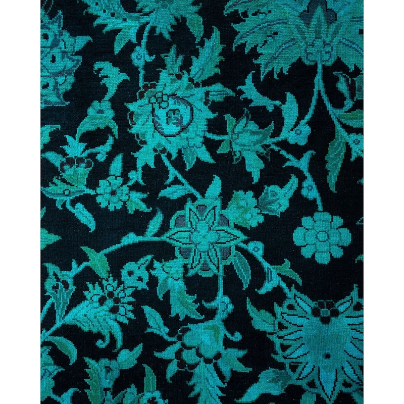 Overton Hand Knotted Wool Vintage Inspired Modern Contemporary Overdyed Blue Area Rug - 9' 2" x 12' 5"
