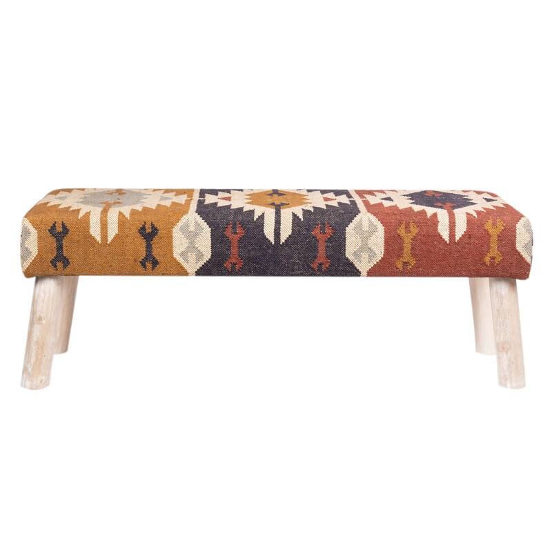 HERAT ORIENTAL Handmade Kilim Upholstered Bench - 16"x18"x48"