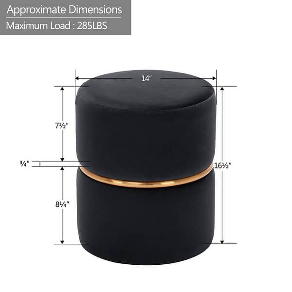 Modern Round Ottoman Footstools Velvet Gold Circle 1 Pcs Black - Bed ...
