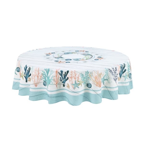 Laural Home Coastal Reef 70 in Round Tablecloth Bed Bath & Beyond