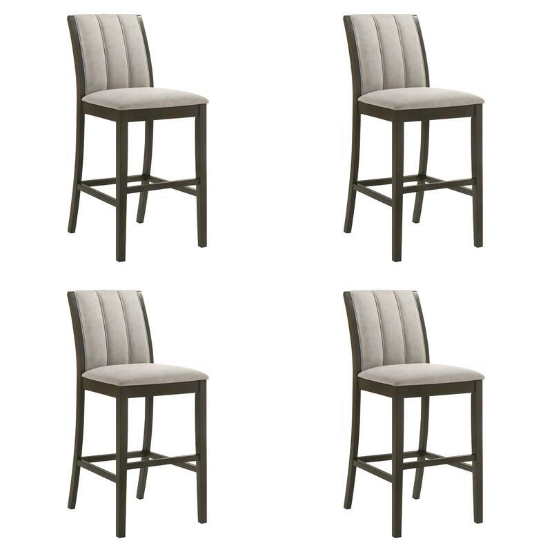 Nolan 26 in. Dark Roast Counter Height Rubberwood Barstool with Grey Fabric Seat - Set of 2