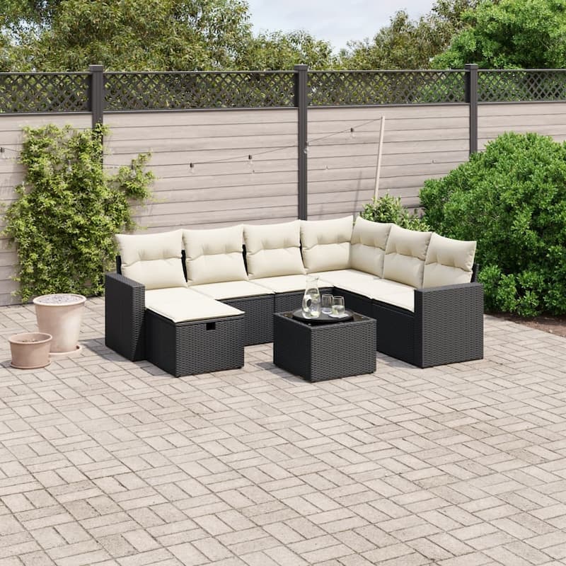 vidaXL Garden Sofa Set - Black and cream 8-Piece Set