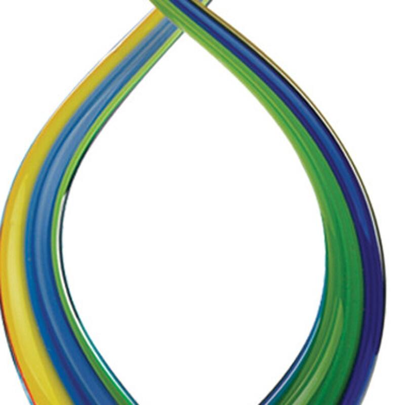 HomeRoots 16" Clear Red Blue Yellow Murano Glass Modern Abstract Tabletop Sculpture - 3' X '15.5' X '7