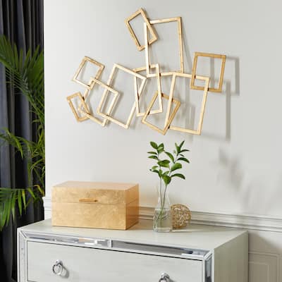 CosmoLiving by Cosmopolitan Gold Metal Overlapping Rectangle Geometric Home Wall Decor