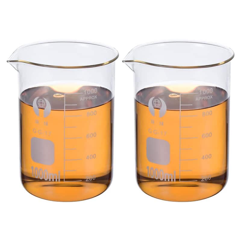 Low Form Glass Beaker, 2 Pack Glass Graduated Scale Measuring Cups