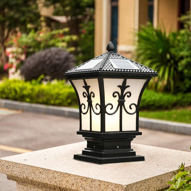 Solar Post Light Outdoor Fence Cap Lamp Waterproof Pillar Lamp - 5.91*5.91*14.97 inches