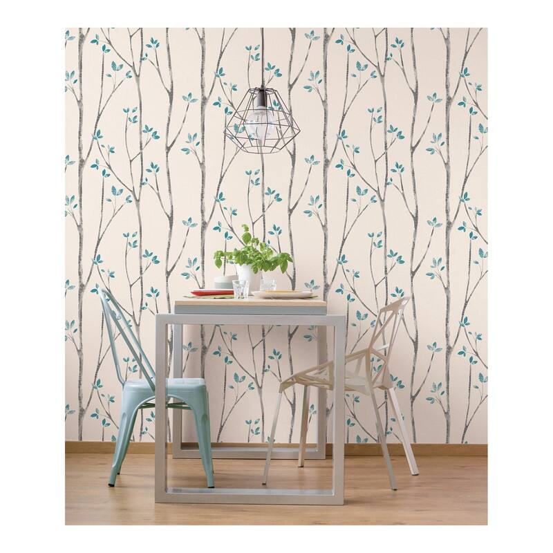 Brewster Ingrid Blue Scandi Tree Wallpaper - 20.5 x 396 x 0.025