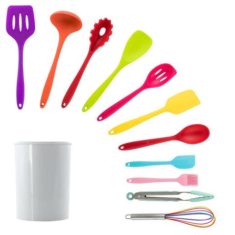 MegaChef 12 Piece Mulit-Color Silicone Kitchen Utensil Set