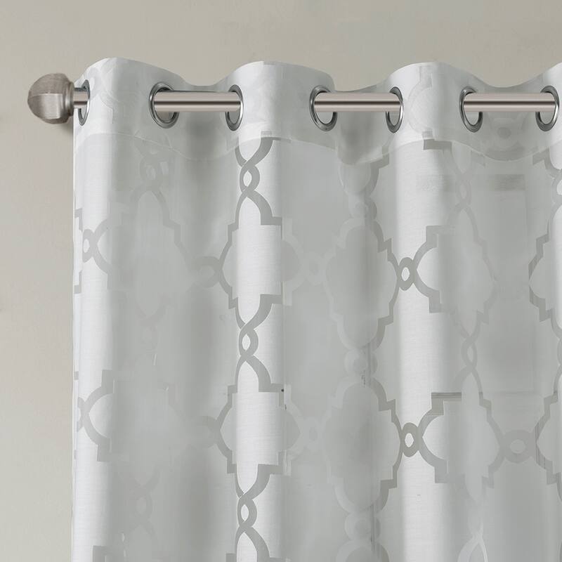 Fretwork Burnout Sheer Curtain Panel