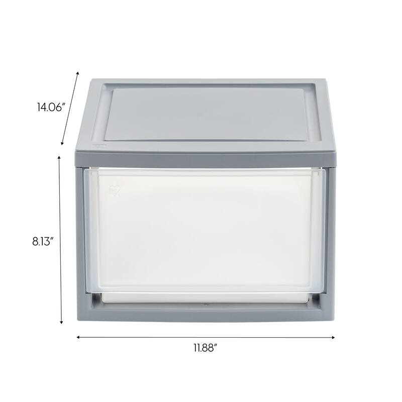 IRIS USA® Stacking Drawer 14.5 Qt - Gray - Set of 4