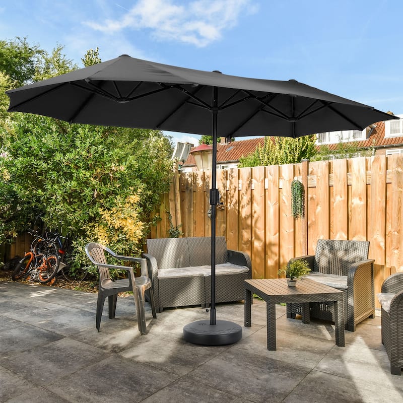 Ainfox 13Ft Large Outdoor Patio Umbrella with Crank With Base - Black with Base
