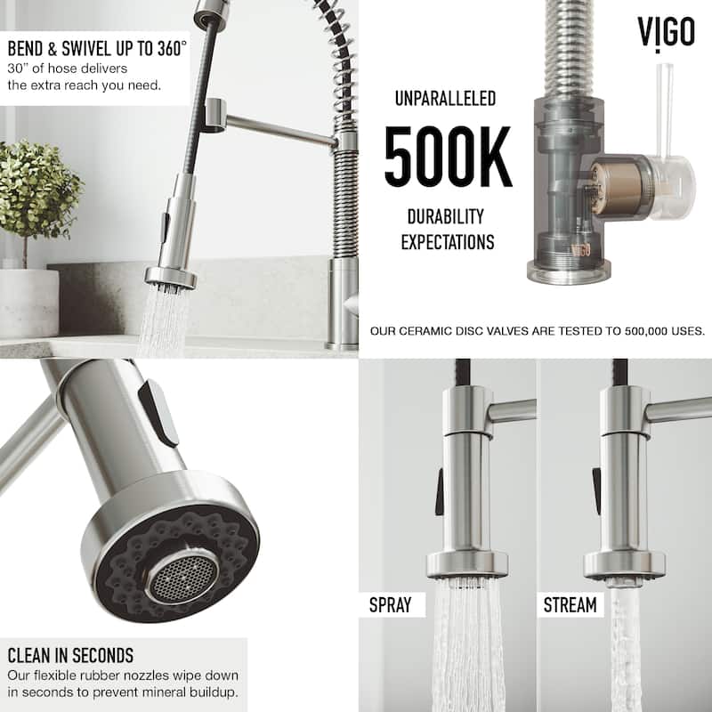 VIGO Edison 19" H Single Handle Pull-Down Sprayer Kitchen Faucet