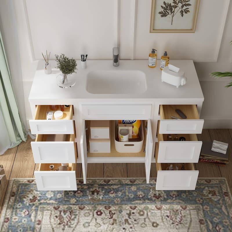 Vanity Art 54" Oak Freestanding Bathroom Vanity Cabinet without Top