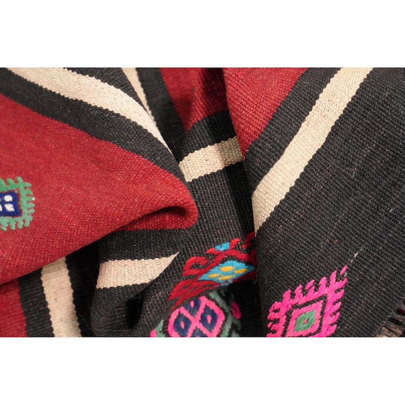 Hand Woven Oriental 100% Wool Carpet Southwestern Tribal Red Kilim Area Rug - 10' 3'' X 5' 8''