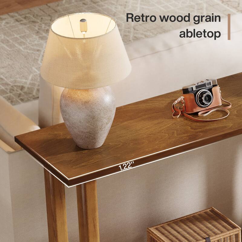 41.33'' Console Table with Solid Wood Legs, Farmhouse Sofa Table with Storage