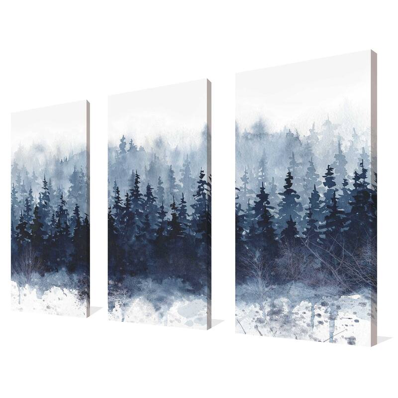 "Indigo Forest" 3 Piece Set on Canvas