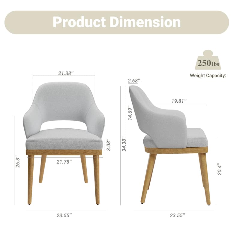 Upholstered Farmhouse Dining Chairs Modern Fabric Kitchen Side Chairs Wooden Back