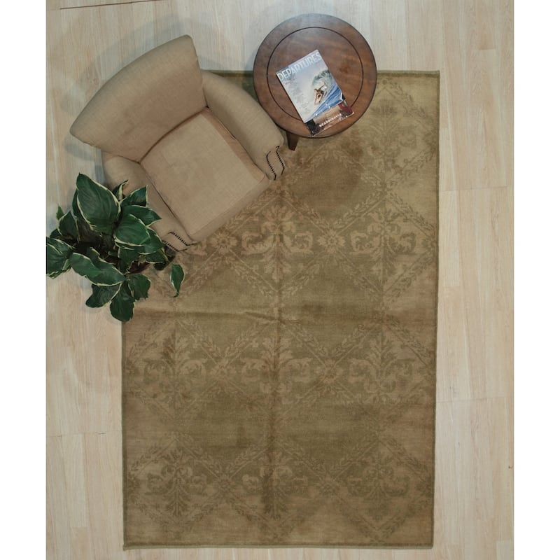 Beige Handmade Wool Transitional Rug 12' x 16' - Hand Knotted Natural Dyes Soft Pile Cotton Foundation - N/A
