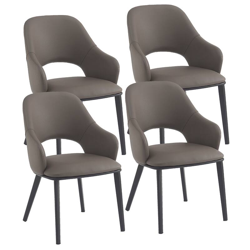 Modern Faux Leather and Metal Dining Chair, Set of 4