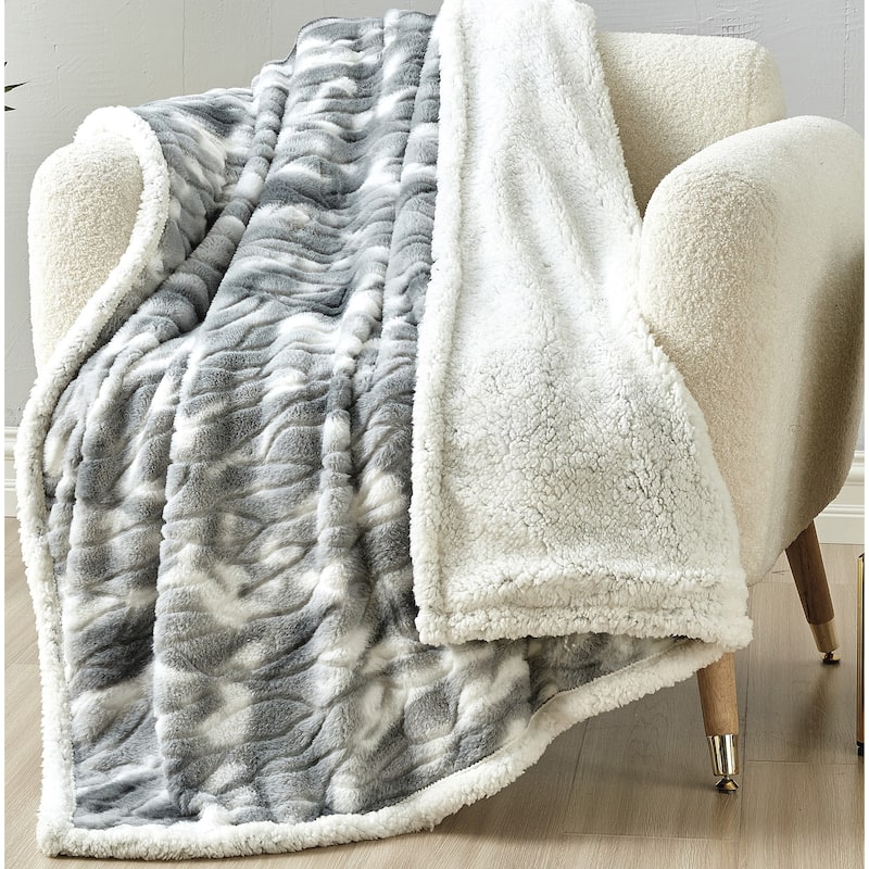 Alaska Imitation Fur Shaggy Plush Sherpa Throw Blanket (50" x 60")