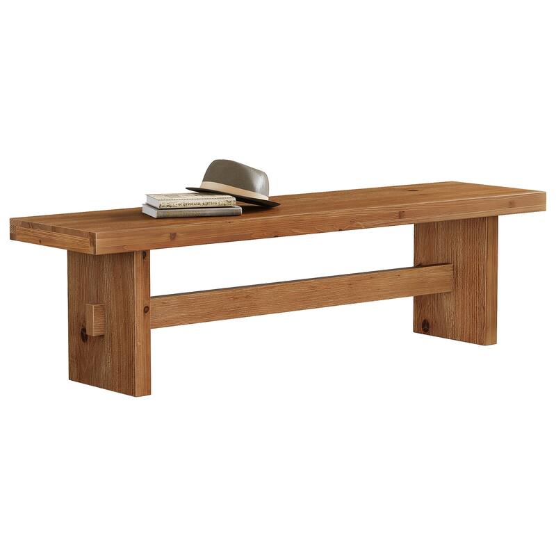 63" Long Solid Wood Entryway Bench, Farmhouse End of Bed Bench