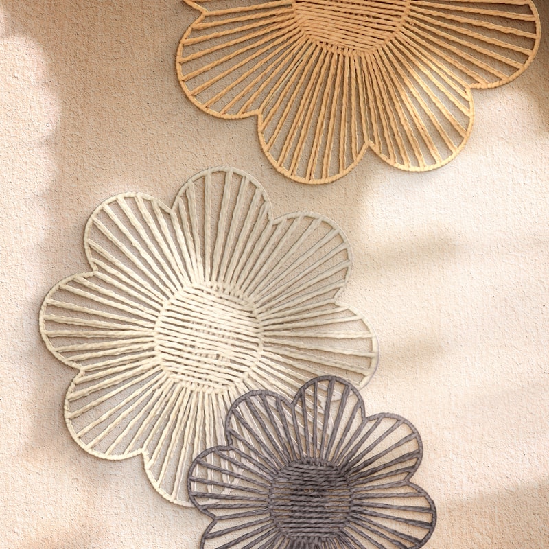 American Art Decor Woven Paper Rope Wall Decor, Set of 3