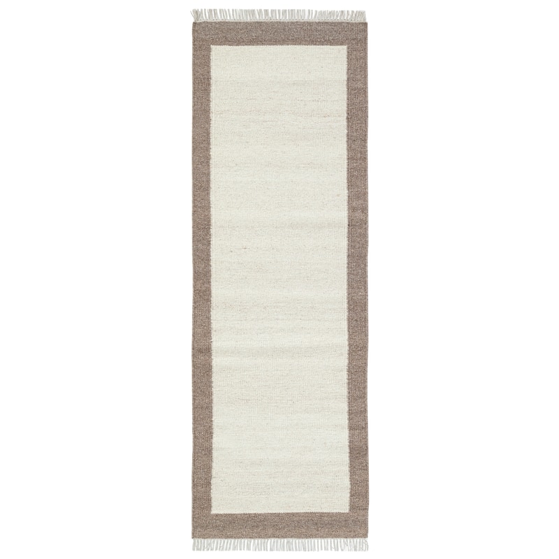 Terra by Obeetee Nu Maison Soft Border Rug - Straw Stripe - 2'6" x 8'