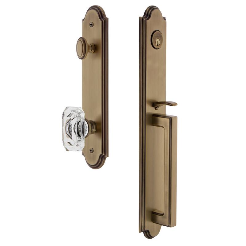 Grandeur Arc Solid Brass Rose Keyed Entry Single Cylinder Full Plate - Vintage Brass