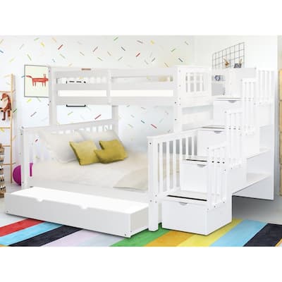 Taylor & Olive Trillium Twin over Full Stairway Bunk Bed, Full Trundle
