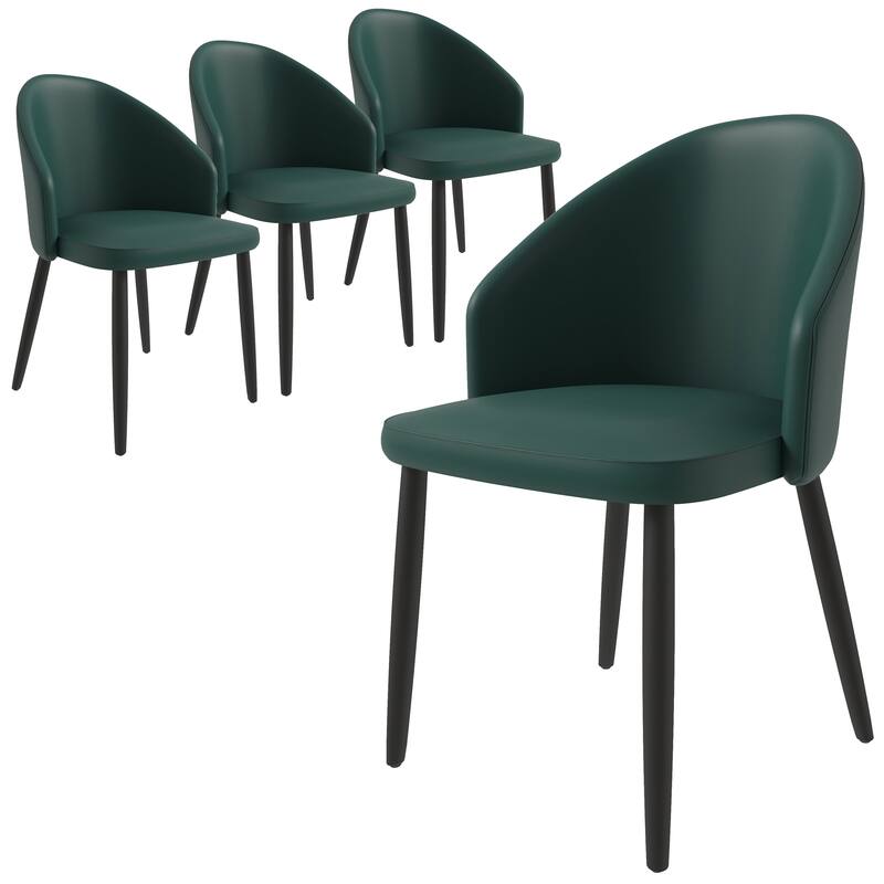Upholstered Dining Chair in Leather/Fabric/Boucle with Wood Legs Set of 4 Paradiso Collection