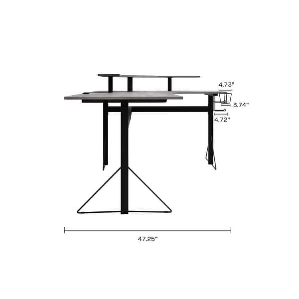 dimension image slide 2 of 5, Jamesdar Core Powered L-shaped Computer Gaming Desk with Monitor Stand