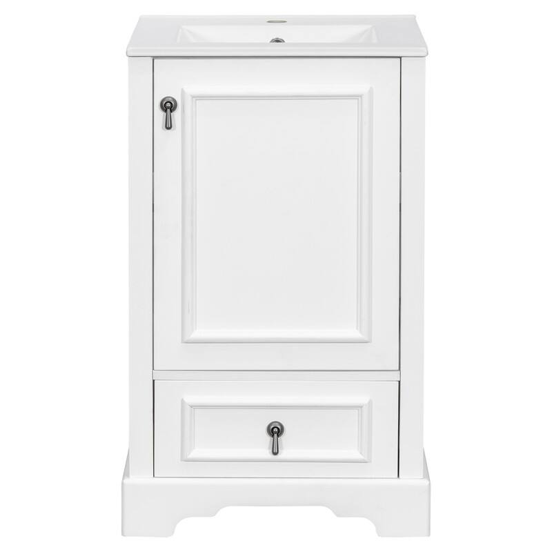 20" Bathroom Vanity with Ceramic Sink, Soft Close Door, Adjustable U-Shaped Shelf