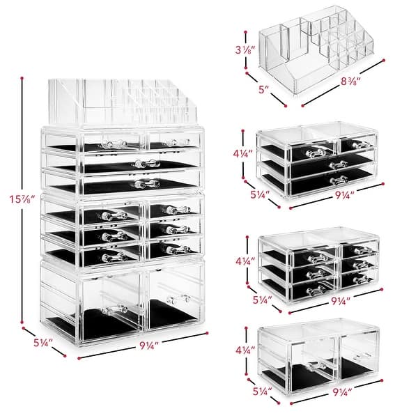 Casafield Large Acrylic Cosmetic Makeup Organizer Jewelry Drawer Storage Box Display Case