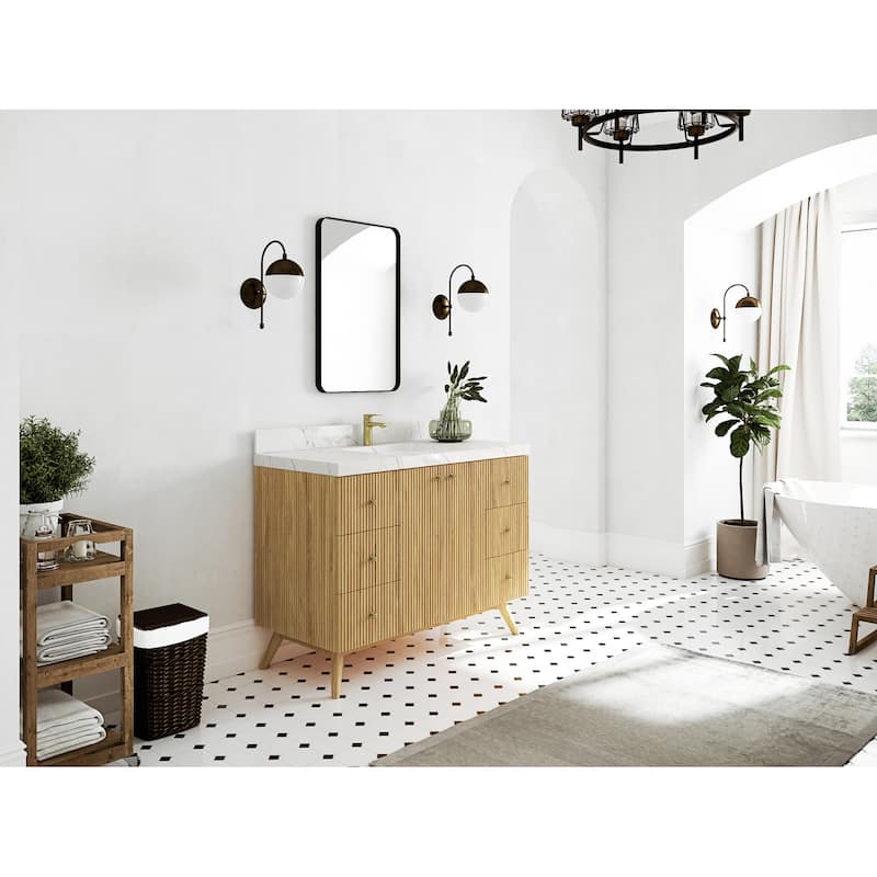 Willow Collections 48 in. W x 22 in. D Pasadena Solid Teak Single Sink Bathroom Vanity with Countertop