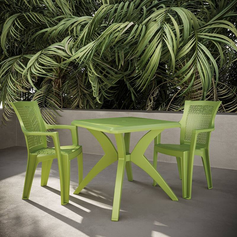 3-Piece Outdoor Bistro Set with Mira Chairs and Marcella Table, Green