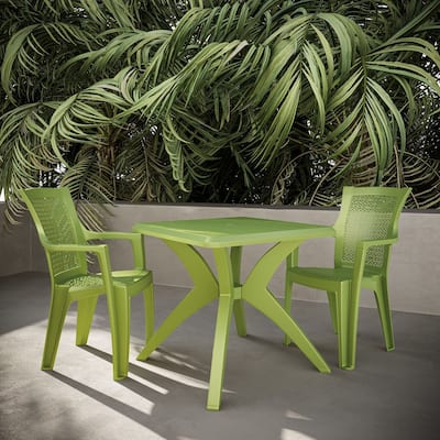 3-Piece Outdoor Bistro Set with Mira Chairs and Marcella Table, Green