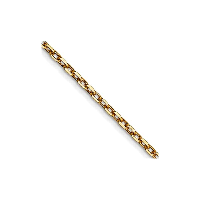 Curata 14k Yellow Gold 0.8mm Diamond-Cut Cable Chain Necklace Options 16 18 20 24