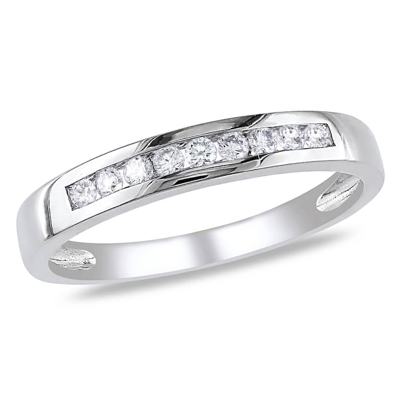 Miadora 1/5ct TDW Channel Set Diamond Anniversary Band in 10k White Gold