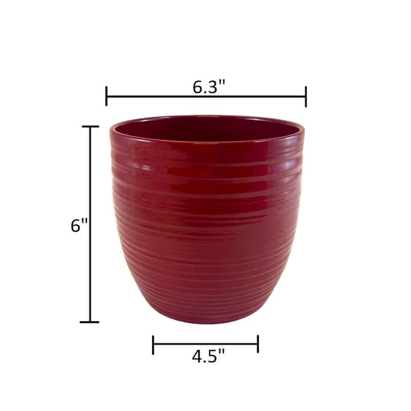 6.3" Ceramic Bergamo Indoor Plant Pots - White or Red