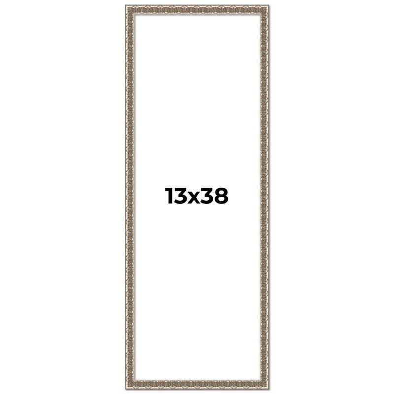 13x38 Frame Silver Versailles Ornate Solid Wood Picture Frame | 1 Inch