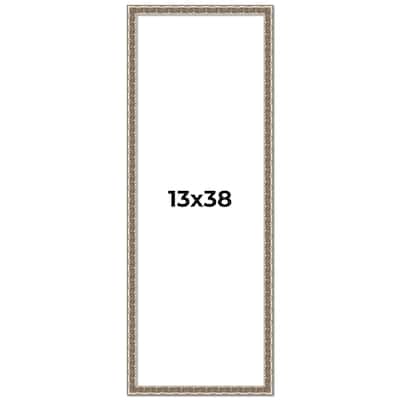 13x38 Frame Silver Versailles Ornate Solid Wood Picture Frame | 1 Inch