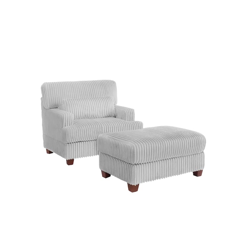 36" W Upholstered Chaise Lounge Oversized Accent Chair with Ottoman