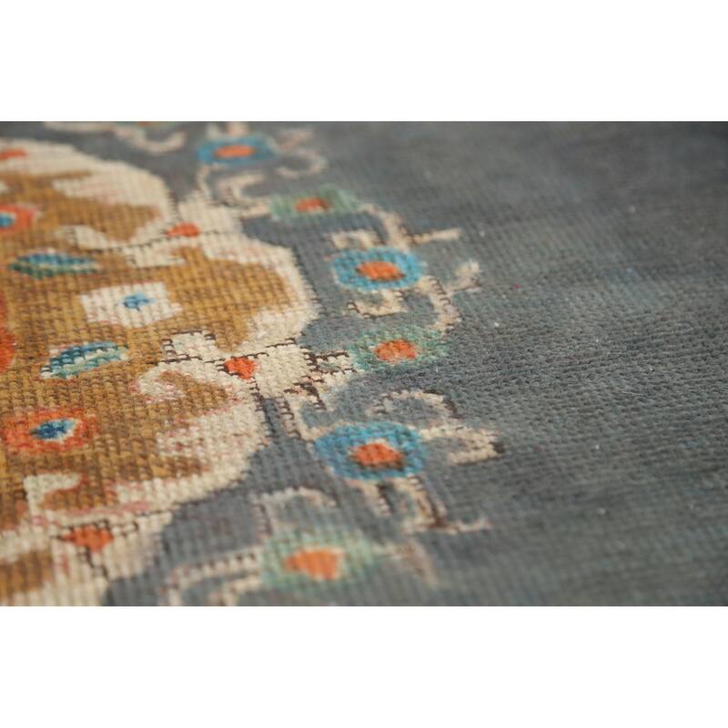 Hand Knotted Oriental 100% Wool Carpet Traditional Medallion Navy Blue & Blues Tabriz Area Rug - 5' 7'' X 4' 3''