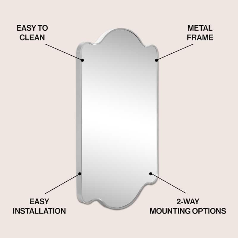 JONATHAN Y Scalloped Rectangular Metal Framed Wall Mirror - 36 H x 24 W x 1.08 D
