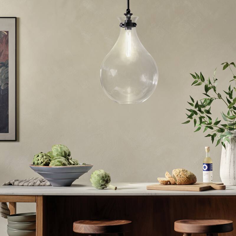 Kichler Lighting Laria 14 Inch 1 Light Pendant with Clear Glass in Black