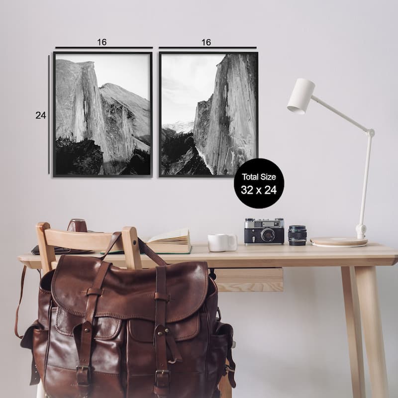 Stupell Monochrome Yosemite Cliffs Framed Giclee Art Design By Gemma Bardot (Set of 2)
