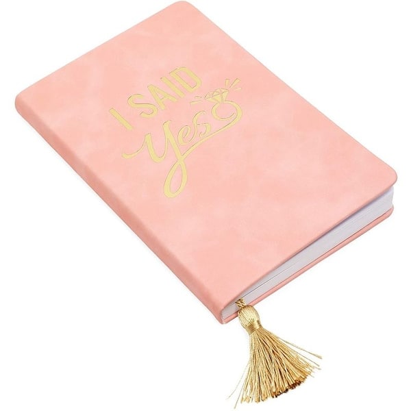 I Said Yes Notebook Wedding Planner Gold Foil Leather Cover Tassel Bookmark Pink